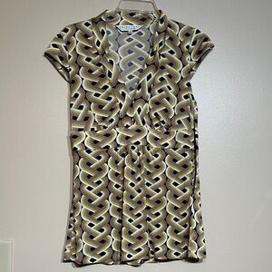 Trina Turk Black and Gold Geometric Pattern Top